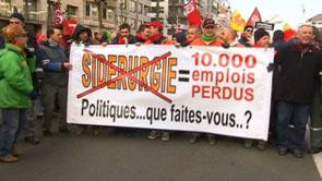 Manifestation à Bruxelles: les ouvriers d'ArcelorMittal en tête de cortège