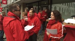 Liège : Action syndiacle devant les banques