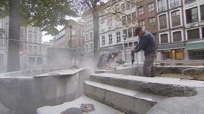 Début des travaux de réinstallation de la Fontaine des Traditions