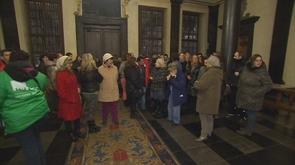 Liège : les travailleurs du CPAS manifestent au conseil communal