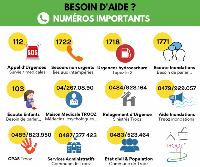 Informations pratiques pour les sinistrés de Trooz et Chaudfontaine