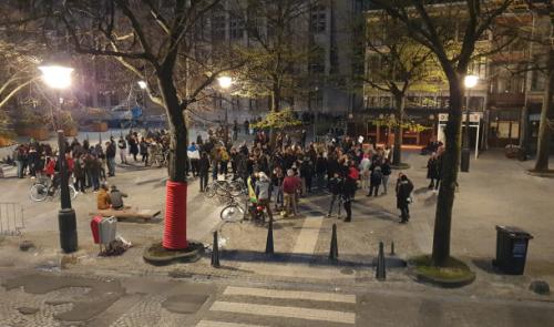 Manifestation place du Marché à Liège contre les mesures sanitaires
