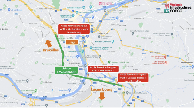 Réouverture de la liaison E40-E25/A602 peu avant 11h00 