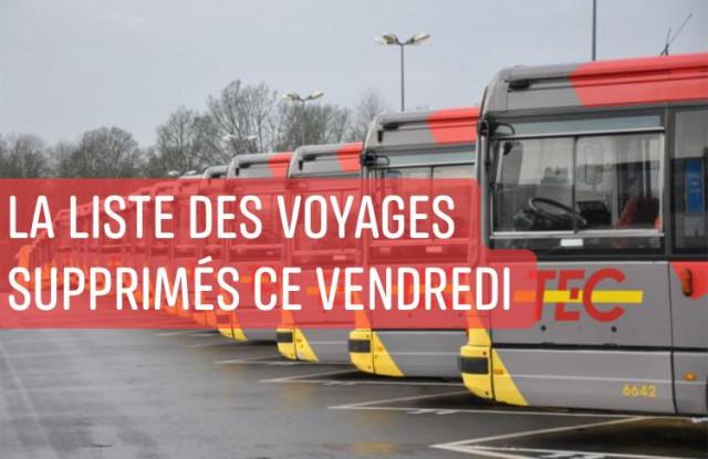 Suppressions de passages de certaines lignes du TEC ce vendredi