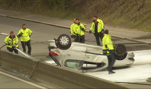 Une voiture sur le toit à Boncelles