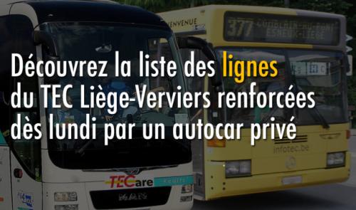Voici les lignes TEC renforcées dès lundi 23 novembre
