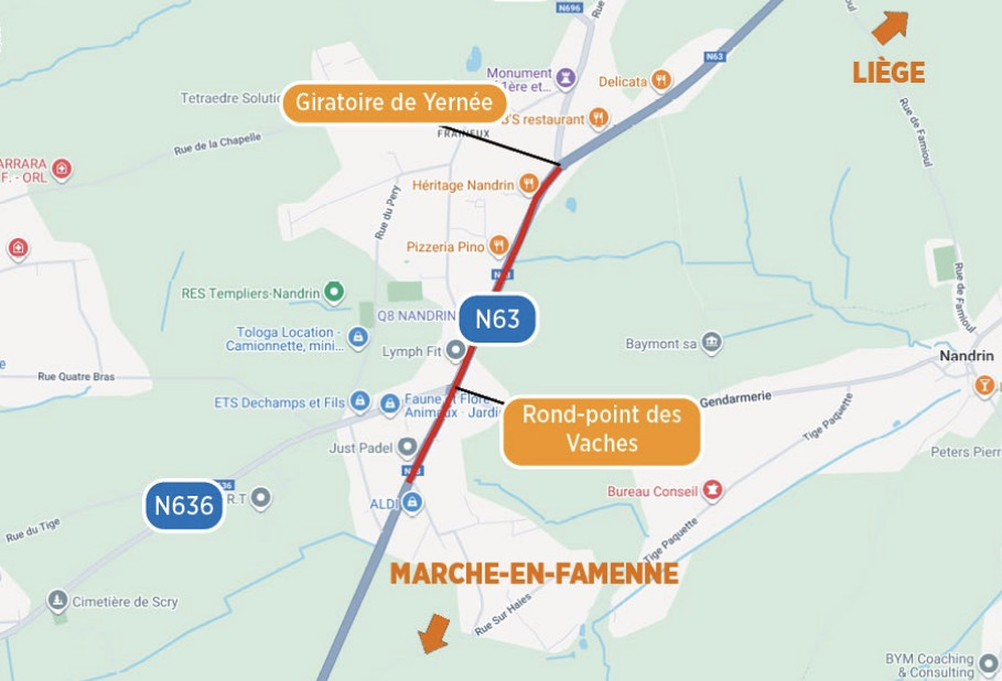 Nandrin : renouvellement des revêtements de la route du Condroz