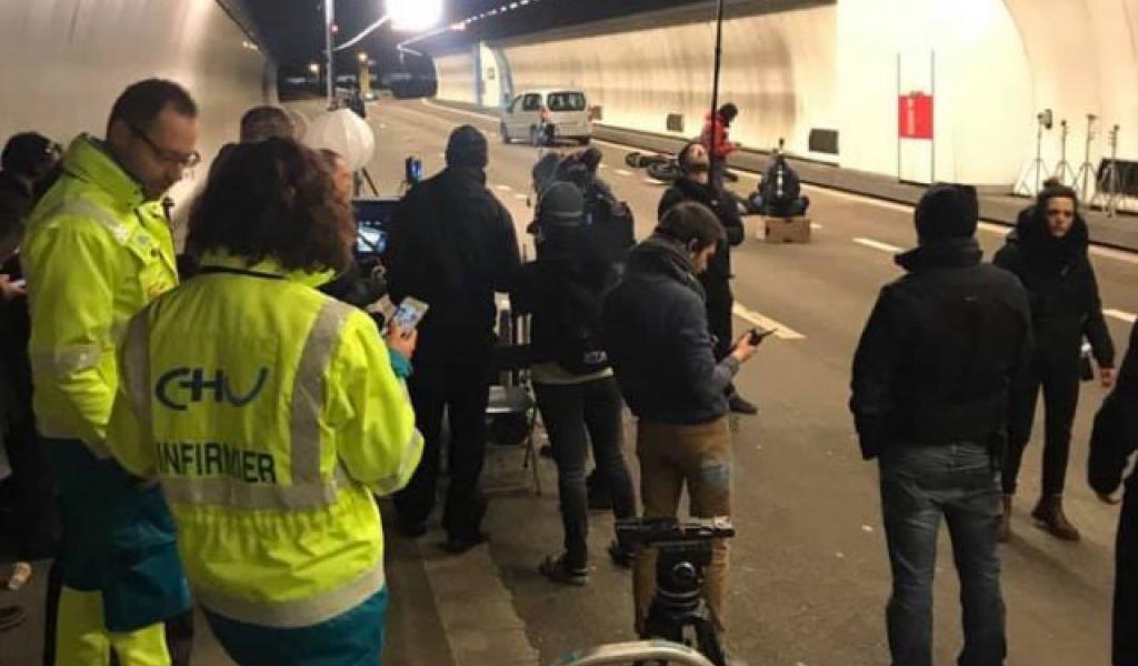 Simulation d'accident dans le tunnel de Cointe - tournage
