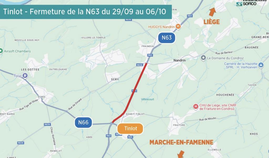 Une partie de la route du Condroz fermée pour une semaine à partir du 29/9
