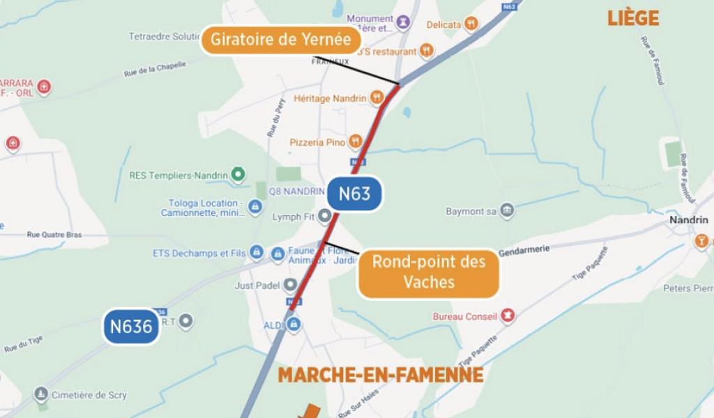 Nandrin : renouvellement des revêtements de la route du Condroz