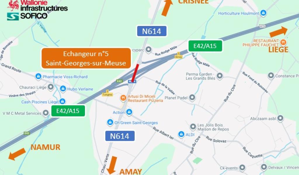 Pont de l'échangeur à Saint-Georges-sur-Meuse : reprise du chantier