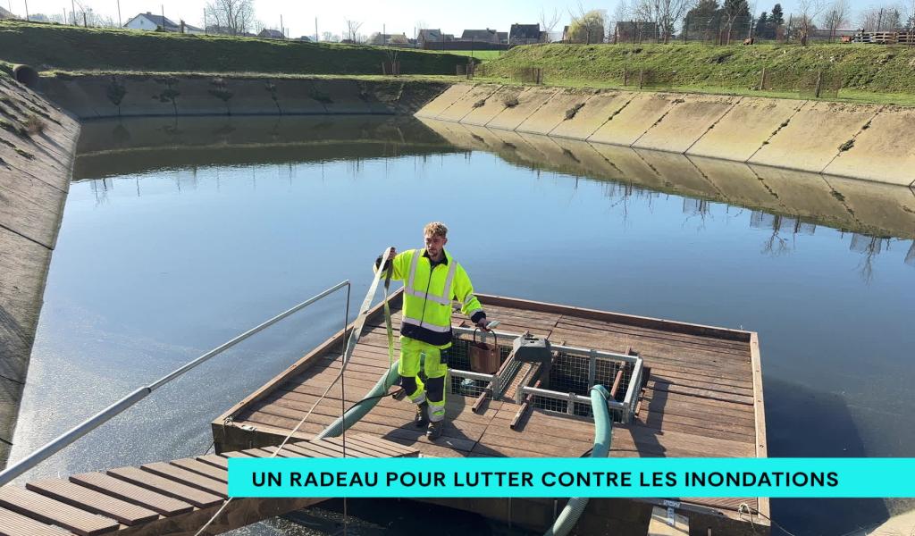 Un radeau-pompes pour lutter contre les inondations à Crisnée