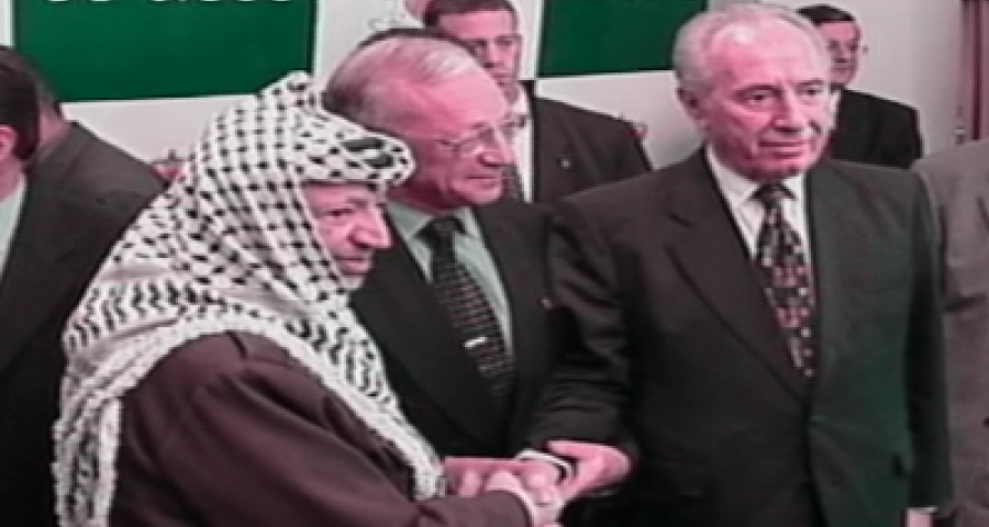 Shimon Peres et Yasser Arafat docteur honoris causa de l'Université de Liège 1998