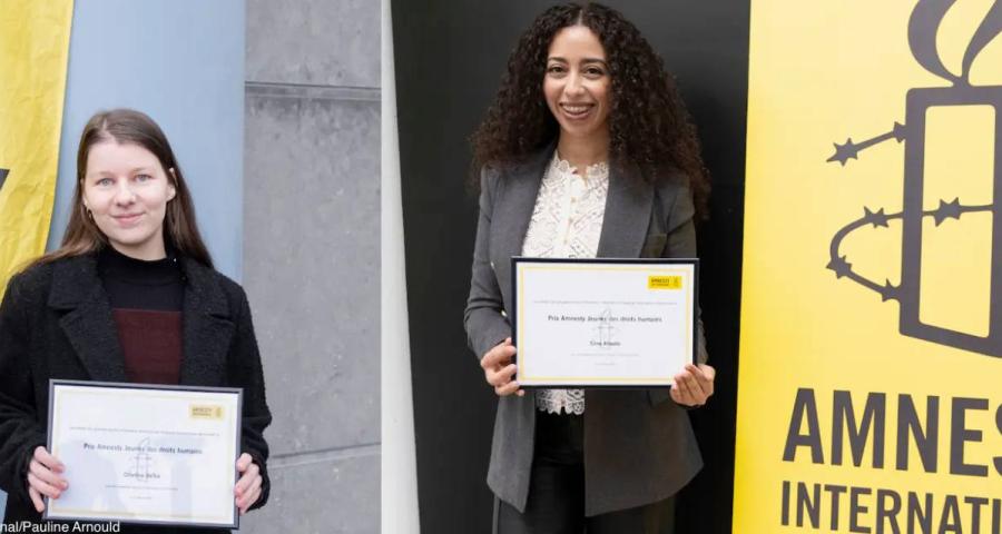 Sana Afouaiz et Charline Bellot récompensées par le Prix Amnesty Jeunes des droits humains