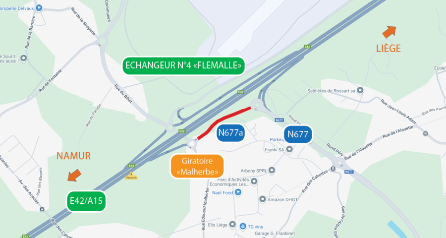 Des travaux débutent lundi près de l'échangeur de Flémalle sur l'autoroute E42