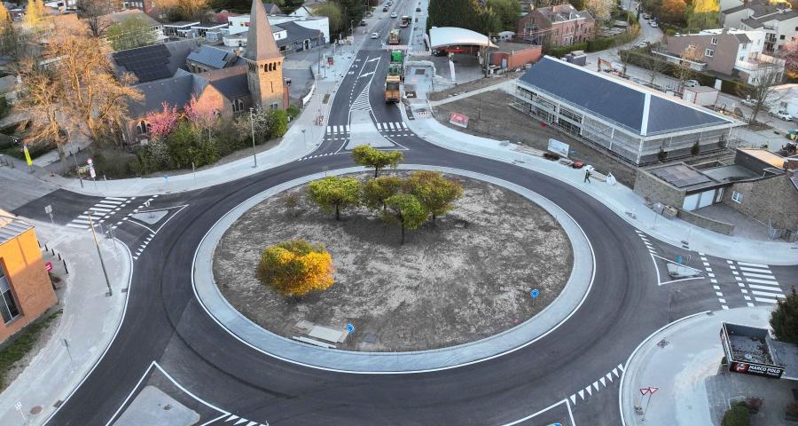 Ligne busway B2 : le rond-point du Sart Tilman est terminé