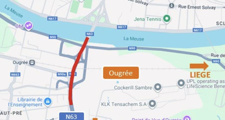 Travaux routiers dans la descente de Boncelles vers Seraing