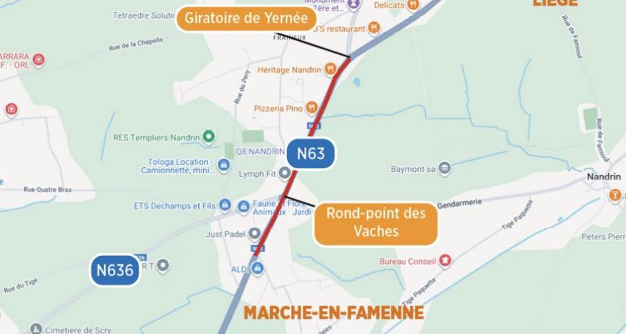 Nandrin : renouvellement des revêtements de la route du Condroz