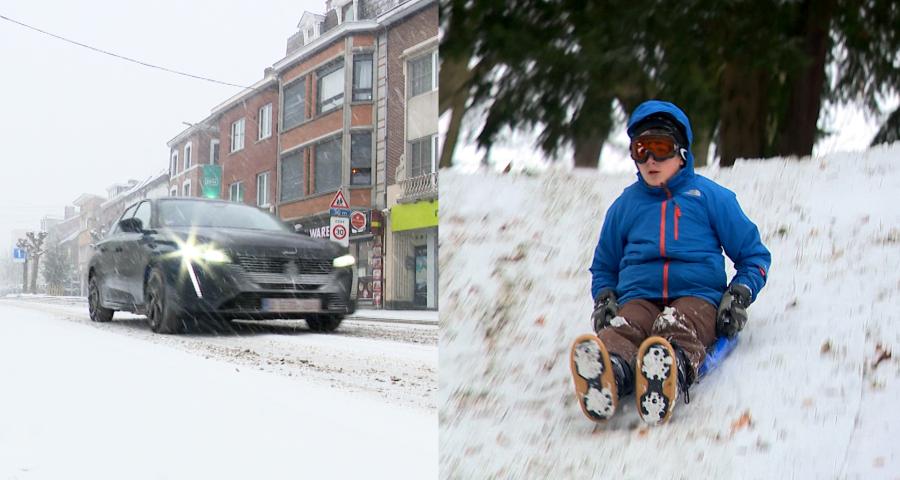 Neige en Province de Liège : traffic ralenti et enfants ravis