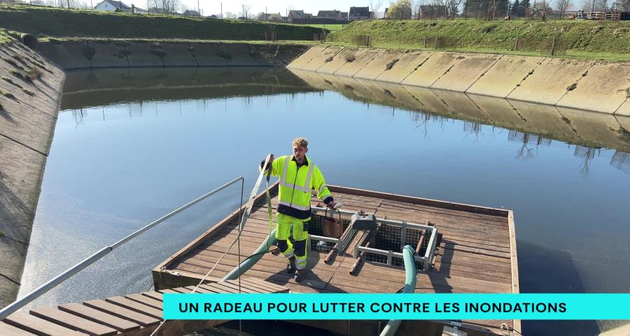 Un radeau-pompes pour lutter contre les inondations à Crisnée